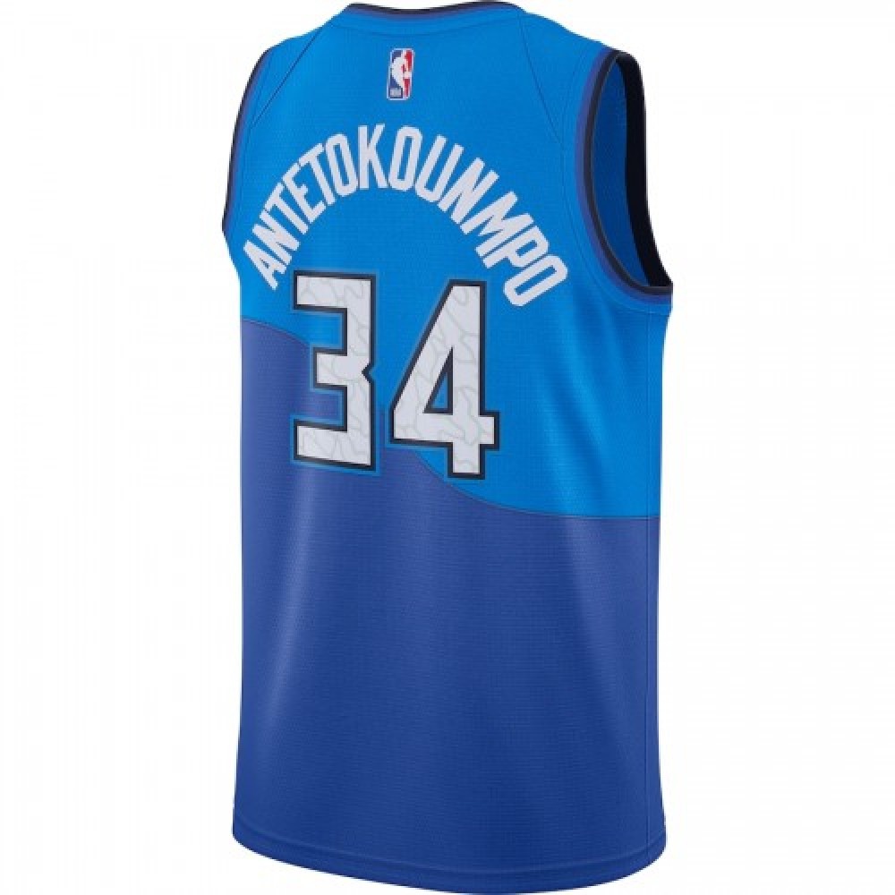Men's Milwaukee Bucks Giannis Antetokounmpo #34 Blue 2020/21 Swingman Jersey–City Edition-Pro Kit Vault | Brand New 26/27 Sports Jerseys